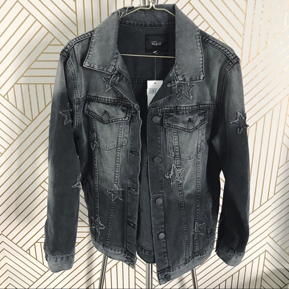 Rails Oversized Star Patch Faded Denim Jacket - Picture 4 of 5